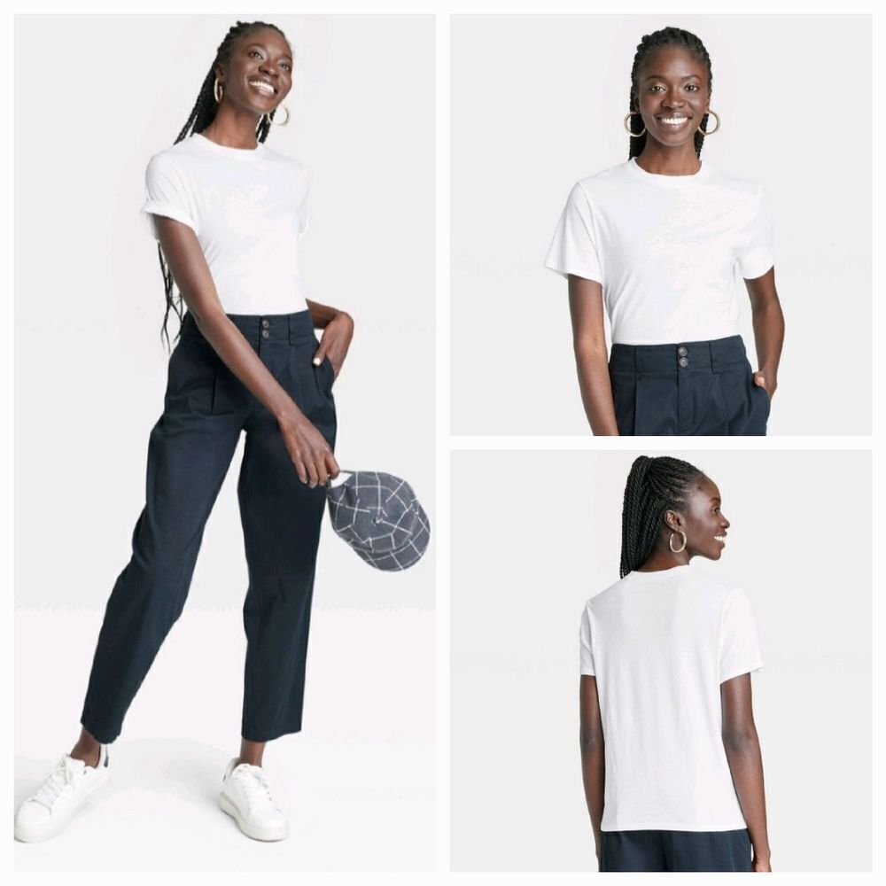 🩵A New Day White Scoop Neck Short Sleeve Top Medium
